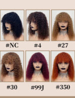 Lace wig with front bangs, full headband, African Bang BOB Wig, European and American style, shoulder-length curly hair