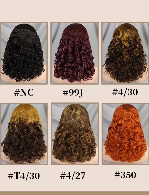 13*4 Human Hair Wig African Short Headgear Spring Curly Lace Wig High Density 200