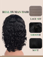 Full wig, middle parted long curly hair female bob bang bob wig shoulder length short curly hair human hair