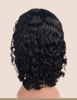 Full wig, middle parted long curly hair female bob bang bob wig shoulder length short curly hair human hair