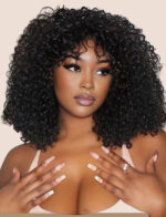 Bangs wig female front lace wig African headgear Bang BOB Wigs European and American style shoulder length short curly hair