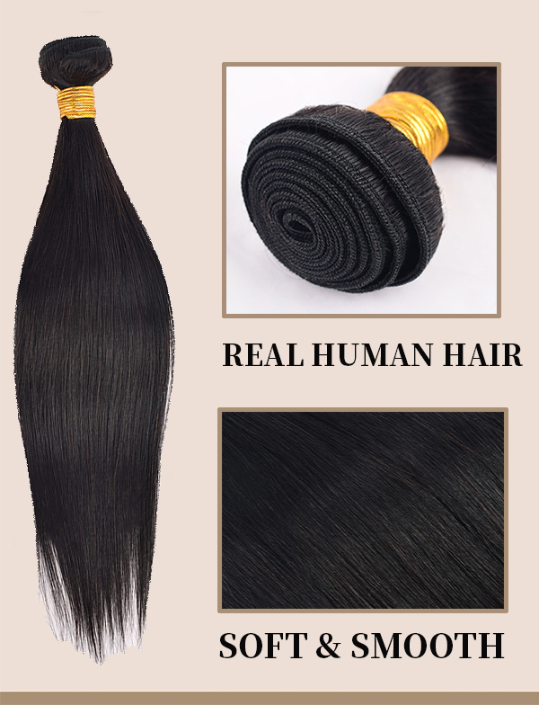 Wig full real hair long straight hair curtains straightbundles natural color human hair