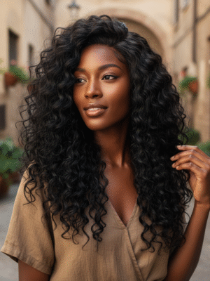 Premium Grade Natural Color Italian Curly Bulk Hair - Retro Romantic Curls High Crown Helper