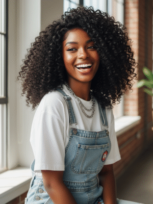 Premium Grade Natural Color Deep Curly Bulk Hair - Thick Compact Curls 3D Voluminous Look