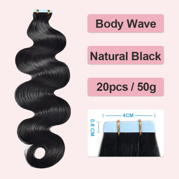 Premium Natural Color Tape-In Hair 50g - Voluminous Body Wave Soft Texture Romantic Vibe