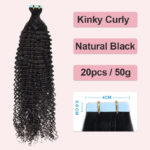Premium Natural Color Tape-In Extensions 50g - Dense Kinky Curly Authentic Afro Texture