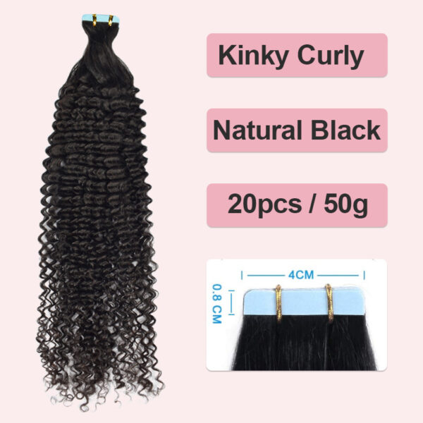 Premium Natural Color Tape-In Extensions 50g - Dense Kinky Curly Authentic Afro Texture